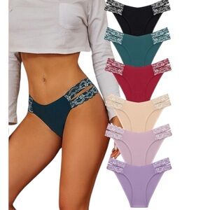 FINETOO Seamless Underwear Women Cheeky Bikini Panties High Cut V-waist 6 pack S